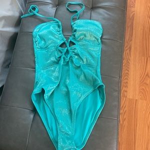 Gorgeous teal swimsuit bathing suit with glittery accents